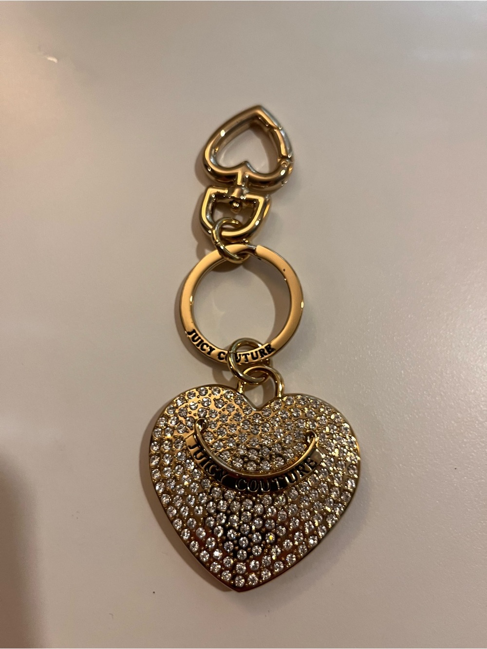 Juicy Couture Gold Pave Heart Charm Keyring